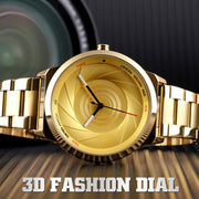 Skmei 9210 Fashion Trend Mens Business Wristwatch Simple Three-Dimensional Surface Water-resistant Gold Quartz Watch Man(Gold)