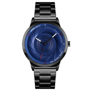 Skmei 9210 Fashion Trend Mens Business Wristwatch Simple Three-Dimensional Surface Water-resistant Gold Quartz Watch Man(Black Blue)
