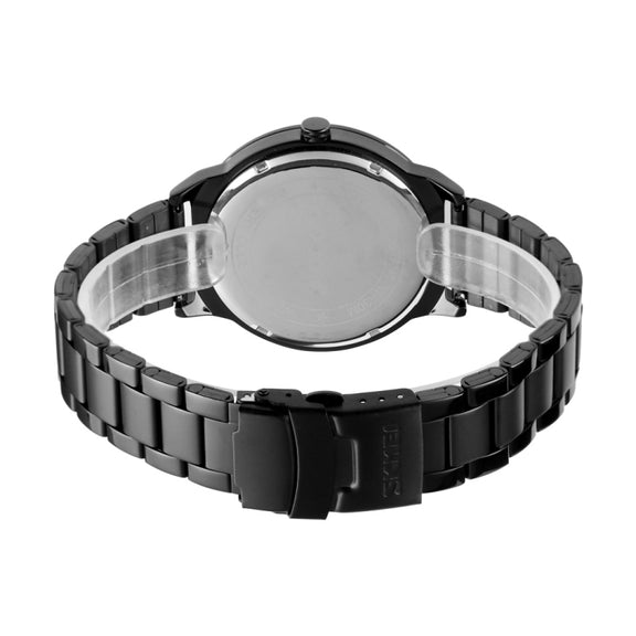 Skmei 9210 Fashion Trend Mens Business Wristwatch Simple Three-Dimensional Surface Water-resistant Gold Quartz Watch Man(Black)