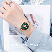 Skmei 9212 Fashion Lady Quartz Watch Student Female Temperament Water-resistant Magnetic Suction Net Belt Watch(White)