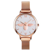 Skmei 9212 Fashion Lady Quartz Watch Student Female Temperament Water-resistant Magnetic Suction Net Belt Watch(White)