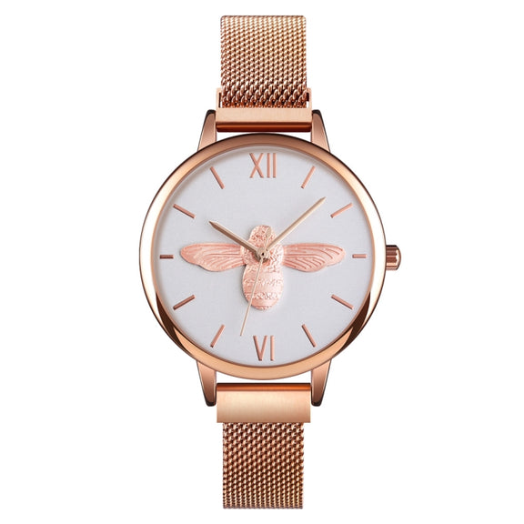 Skmei 9212 Fashion Lady Quartz Watch Student Female Temperament Water-resistant Magnetic Suction Net Belt Watch(White)