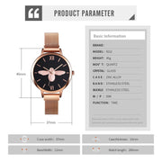 Skmei 9212 Fashion Lady Quartz Watch Student Female Temperament Water-resistant Magnetic Suction Net Belt Watch(White)