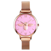 Skmei 9212 Fashion Lady Quartz Watch Student Female Temperament Water-resistant Magnetic Suction Net Belt Watch(Pink)