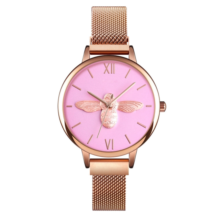 Skmei 9212 Fashion Lady Quartz Watch Student Female Temperament Water-resistant Magnetic Suction Net Belt Watch(Pink)