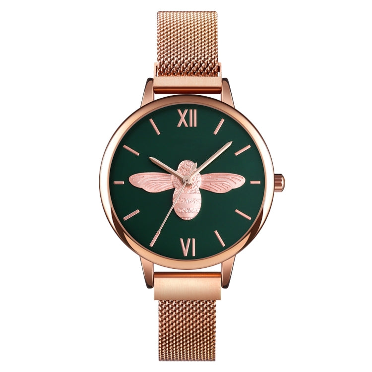Skmei 9212 Fashion Lady Quartz Watch Student Female Temperament Water-resistant Magnetic Suction Net Belt Watch(Green)