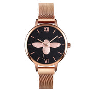 Skmei 9212 Fashion Lady Quartz Watch Student Female Temperament Water-resistant Magnetic Suction Net Belt Watch(Black)
