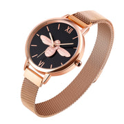 Skmei 9212 Fashion Lady Quartz Watch Student Female Temperament Water-resistant Magnetic Suction Net Belt Watch(Black)