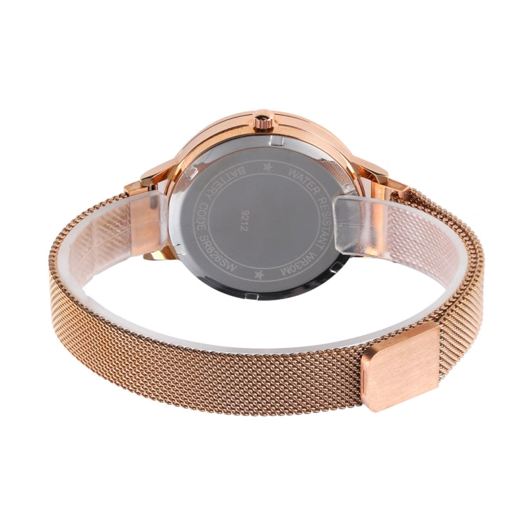 Skmei 9212 Fashion Lady Quartz Watch Student Female Temperament Water-resistant Magnetic Suction Net Belt Watch(Black)