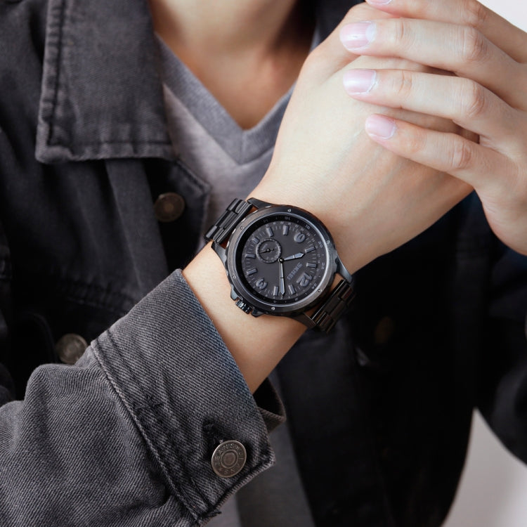 Skmei 1513 Fashion Trendy Steel Band Quartz Watch Mens Waterproof Leisure Watch(Black) - free shipping - PMC TechLife - Order now!
