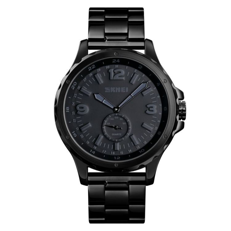 Skmei 1513 Fashion Trendy Steel Band Quartz Watch Mens Water-resistant Leisure Watch(Black)