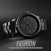 Skmei 1513 Fashion Trendy Steel Band Quartz Watch Mens Water-resistant Leisure Watch(Black)