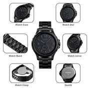Skmei 1513 Fashion Trendy Steel Band Quartz Watch Mens Water-resistant Leisure Watch(Black)