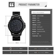 Skmei 1513 Fashion Trendy Steel Band Quartz Watch Mens Water-resistant Leisure Watch(Black)