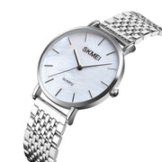 Skmei 1567 Light And Thin Leisure Simple 30m Water-resistant Shell Dial Women Steel Band Quartz Watch(Silvery)