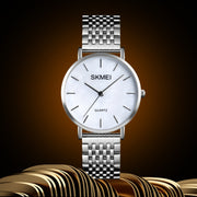 Skmei 1567 Light And Thin Leisure Simple 30m Water-resistant Shell Dial Women Steel Band Quartz Watch(Silvery)