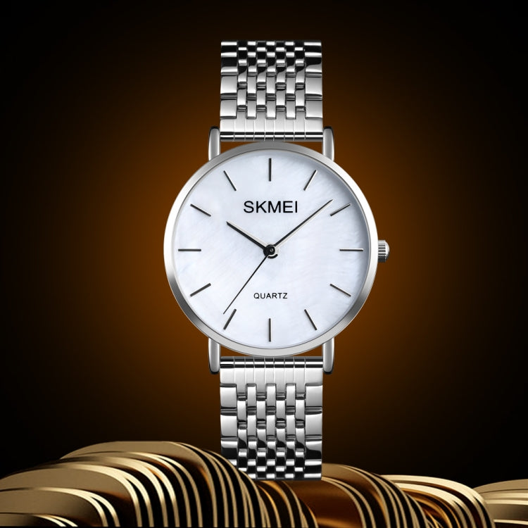 Skmei 1567 Light And Thin Leisure Simple 30m Water-resistant Shell Dial Women Steel Band Quartz Watch(Silvery)