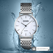 Skmei 1567 Light And Thin Leisure Simple 30m Water-resistant Shell Dial Women Steel Band Quartz Watch(Silvery)