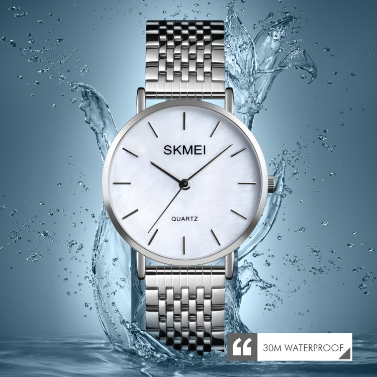 Skmei 1567 Light And Thin Leisure Simple 30m Water-resistant Shell Dial Women Steel Band Quartz Watch(Silvery)