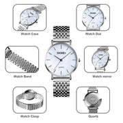 Skmei 1567 Light And Thin Leisure Simple 30m Water-resistant Shell Dial Women Steel Band Quartz Watch(Silvery)