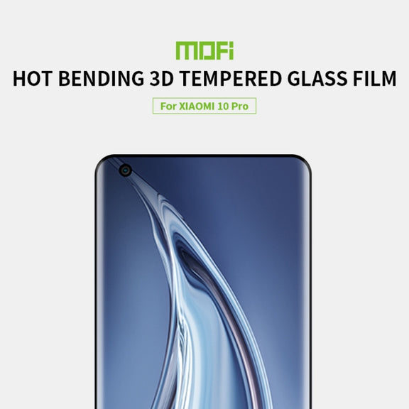 For Xiaomi Mi 10 Pro MOFI 9H 3D Explosion Proof Thermal Bending Full Screen Covered With Tempered Glass Film(Black)