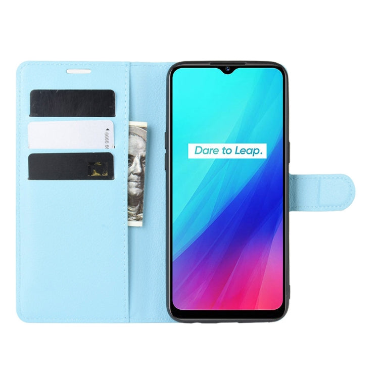 For OPPO Realme C3 (3 Cameras) Litchi Texture Horizontal Flip Protective Case with Holder & Card Slots & Wallet(Blue) - Realme Cases by PMC TechLife | Online Shopping South Africa | PMC TechLife | Buy Now Pay Later Mobicred