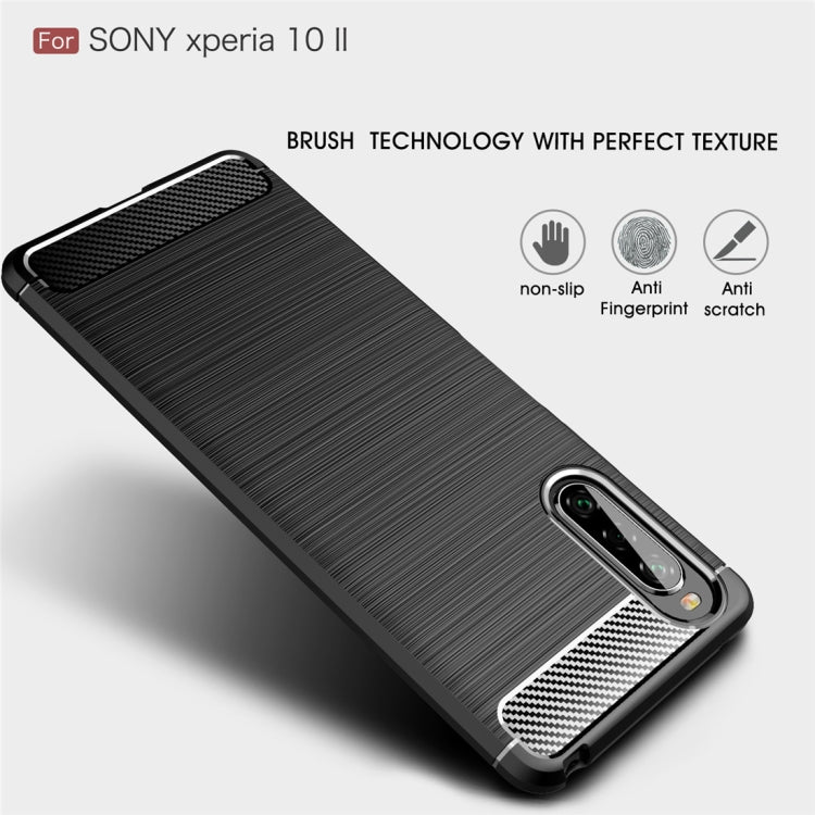For Sony Xperia 10 II Brushed Texture Carbon Fiber TPU Case(Navy Blue) - Sony Cases by PMC TechLife | Online Shopping South Africa | PMC TechLife