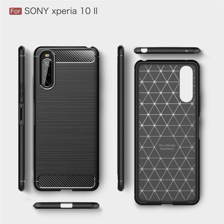 For Sony Xperia 10 II Brushed Texture Carbon Fiber TPU Case(Navy Blue) - Sony Cases by PMC TechLife | Online Shopping South Africa | PMC TechLife