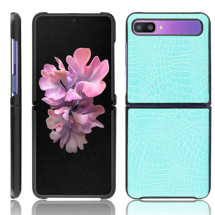 For Galaxy Z Flip Shockproof Crocodile Texture PC + PU Case(Light green) - Galaxy Phone Cases by PMC TechLife | Online Shopping South Africa | PMC TechLife