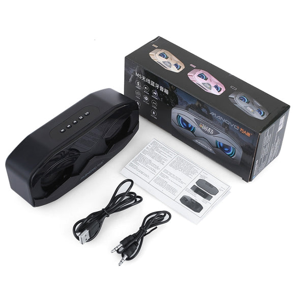 M5 Cool Owl Design Bluetooth Speaker LED Flash Wireless Loudspeaker FM Radio Alarm TF Card(Black)