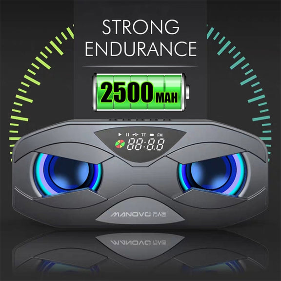 M5 Cool Owl Design Bluetooth Speaker LED Flash Wireless Loudspeaker FM Radio Alarm TF Card(Black)