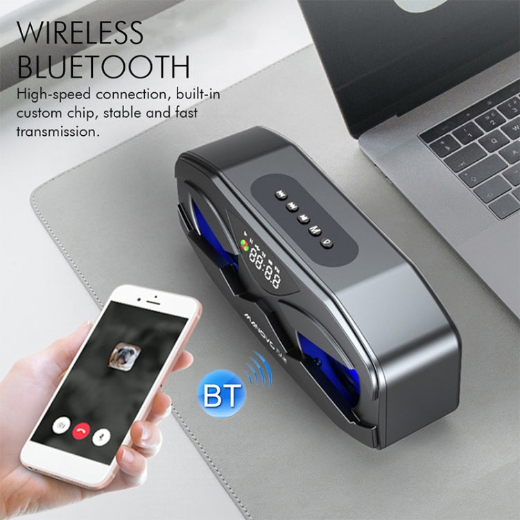 M5 Cool Owl Design Bluetooth Speaker LED Flash Wireless Loudspeaker FM Radio Alarm TF Card(Gold)