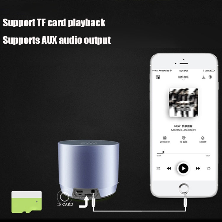 EWA A3 Mini Speakers 8W 3D Stereo Music Surround Wireless Bluetooth Speakers  Portable  Sound Bass Support TF Cards USB(Blue)