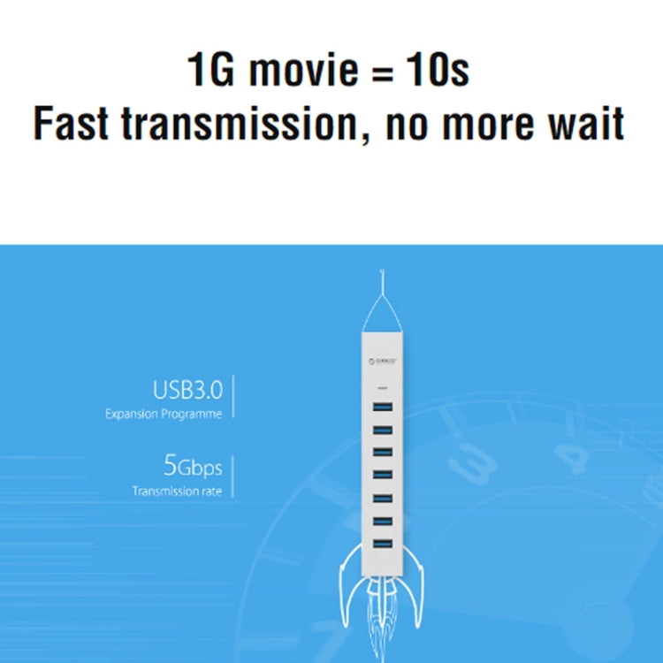 ORICO ASH7-U3 Aluminum Alloy 7 Ports USB 3.0 HUB - free shipping - PMC Jewellery - Order now!