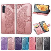 For OPPO F15/A91 Butterfly Love Flower Embossed Horizontal Flip Leather Case with Bracket / Card Slot / Wallet / Lanyard(Light Purple)