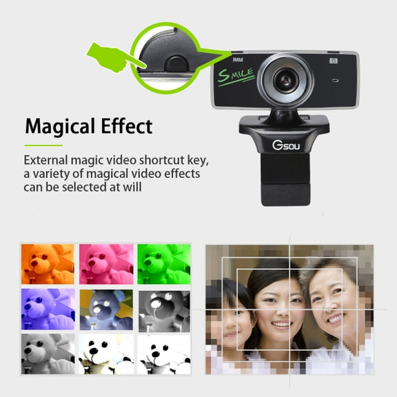 Gsou B18S HD Webcam Built-in Microphone Smart Web Camera USB Streaming Live Camera With Noise Cancellation