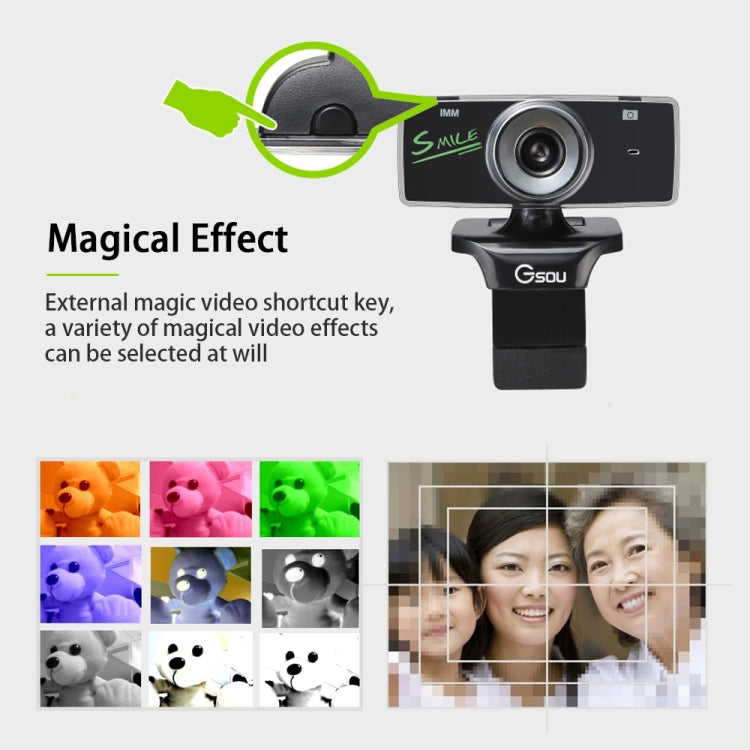 Gsou B18S HD Webcam Built-in Microphone Smart Web Camera USB Streaming Live Camera With Noise Cancellation