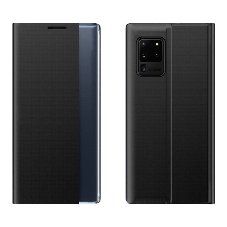 For Galaxy S20 Plus Side Display Magnetic Horizontal Flip Plain Texture Cloth + PC Case with Holder & Sleep / Wake-up Function(Black) - Galaxy Phone Cases by PMC TechLife | Online Shopping South Africa | PMC TechLife