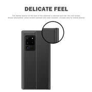 For Galaxy S20 Plus Side Display Magnetic Horizontal Flip Plain Texture Cloth + PC Case with Holder & Sleep / Wake-up Function(Silver)