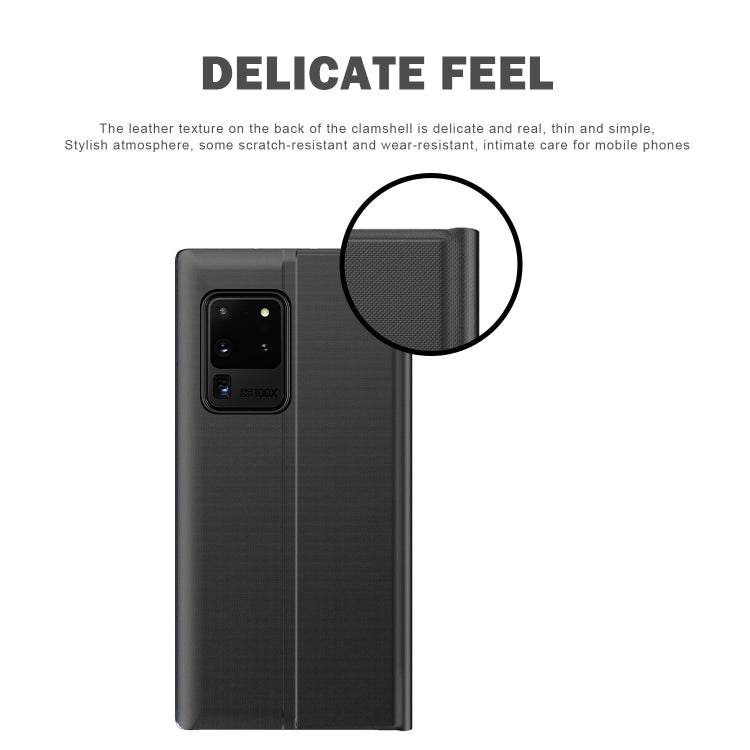 For Galaxy S20 Plus Side Display Magnetic Horizontal Flip Plain Texture Cloth + PC Case with Holder & Sleep / Wake-up Function(Silver)
