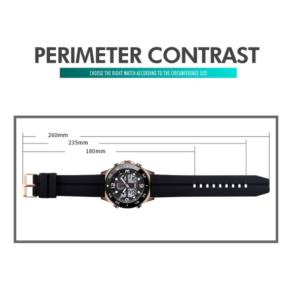 SKMEI 1538 Multi-Function Time Large Dial Steel Belt Men  Casual Sports Electronic Watch(Silver-Silicone Belt)