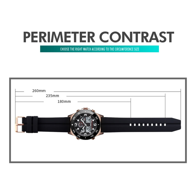 SKMEI 1538 Multi-Function Time Large Dial Steel Belt Men  Casual Sports Electronic Watch(Silver-Silicone Belt)
