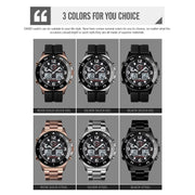 SKMEI 1538 Multi-Function Time Large Dial Steel Belt Men  Casual Sports Electronic Watch(Silver-Silicone Belt)
