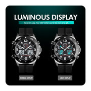 SKMEI 1538 Multi-Function Time Large Dial Steel Belt Men  Casual Sports Electronic Watch(Silver-Silicone Belt)