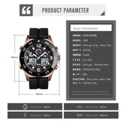SKMEI 1538 Multi-Function Time Large Dial Steel Belt Men  Casual Sports Electronic Watch(Silver-Silicone Belt)