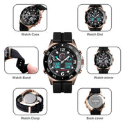 SKMEI 1538 Multi-Function Time Large Dial Steel Belt Men  Casual Sports Electronic Watch(Black-Silicone Belt)