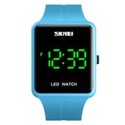 SKMEI 1541 Fashion Led Watch Square Couple Model Water-resistant Electronic Watch Silicone Watch(Blue)