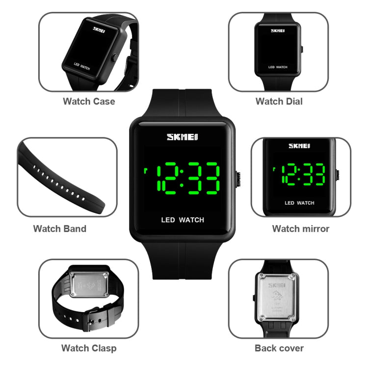 SKMEI 1541 Fashion Led Watch Square Couple Model Water-resistant Electronic Watch Silicone Watch(Blue)