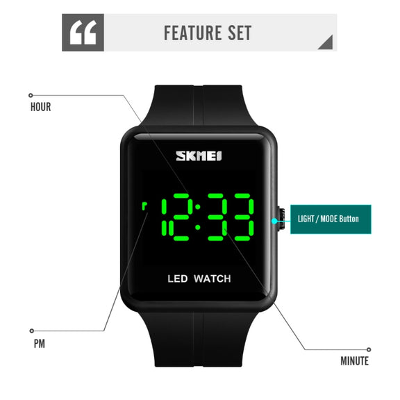 SKMEI 1541 Fashion Led Watch Square Couple Model Water-resistant Electronic Watch Silicone Watch(Blue)