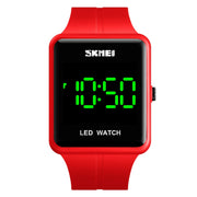 SKMEI 1541 Fashion Led Watch Square Couple Model Water-resistant Electronic Watch Silicone Watch(Red)